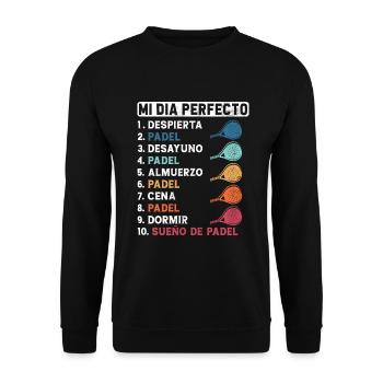 Mein perfekter Tag Spaß Mein perfekter Tag Padel - Unisex Pullover - Schwarz - Vorne - Alina (178cm) & Michal (187cm)