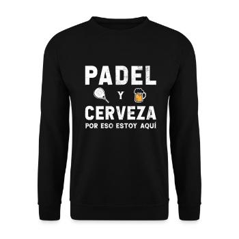 Padel und Bier, darum bin ich hier - Unisex Pullover - Schwarz - Vorne - Alina (178cm) & Michal (187cm)