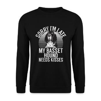 Cadeaux Basset Hound - Sweat-shirt Unisexe - noir - Devant - Alina (178cm) & Michal (187cm)