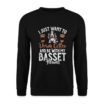 Cadeaux Basset Hound - Sweat-shirt Unisexe - noir - Devant - Alina (178cm) & Michal (187cm)
