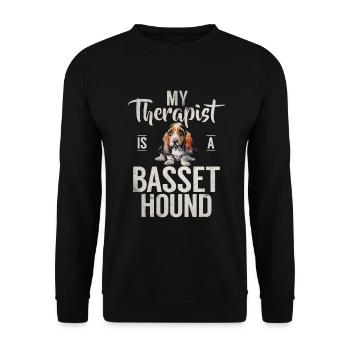 Cadeaux Basset Hound - Sweat-shirt Unisexe - noir - Devant - Alina (178cm) & Michal (187cm)
