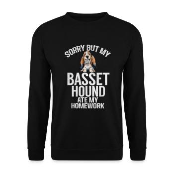 Cadeaux Basset Hound - Sweat-shirt Unisexe - noir - Devant - Alina (178cm) & Michal (187cm)