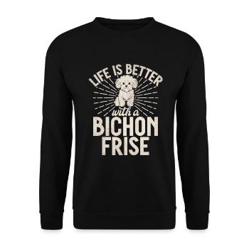 Cadeaux Bichon Frisé - Sweat-shirt Unisexe - noir - Devant - Alina (178cm) & Michal (187cm)