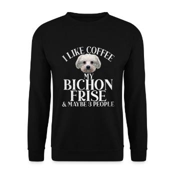 Cadeaux Bichon Frisé - Sweat-shirt Unisexe - noir - Devant - Alina (178cm) & Michal (187cm)