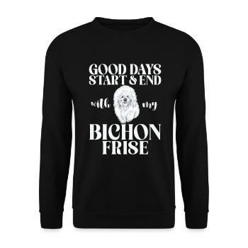 Cadeaux Bichon Frisé - Sweat-shirt Unisexe - noir - Devant - Alina (178cm) & Michal (187cm)
