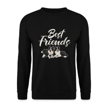Border Collie Gifts - Unisex Pullover - Schwarz - Vorne - Alina (178cm) & Michal (187cm)