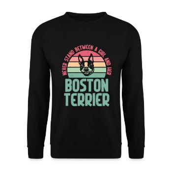 Boston Terrier Gifts - Unisex Pullover - Schwarz - Vorne - Alina (178cm) & Michal (187cm)