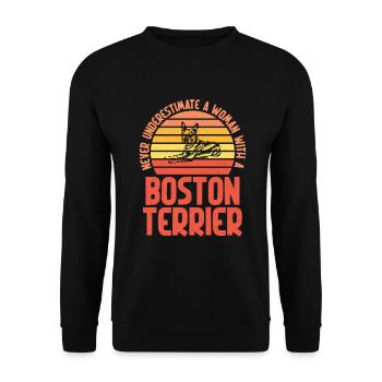 Boston Terrier Gifts - Unisex Pullover - Schwarz - Vorne - Alina (178cm) & Michal (187cm)