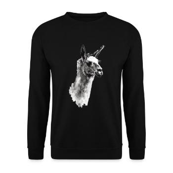 Lama - Unisex Sweatshirt - black - Front - Alina (178cm) & Michal (187cm)