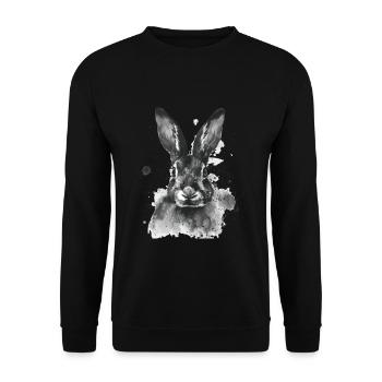 Kaninchen - Unisex Pullover - Schwarz - Vorne - Alina (178cm) & Michal (187cm)