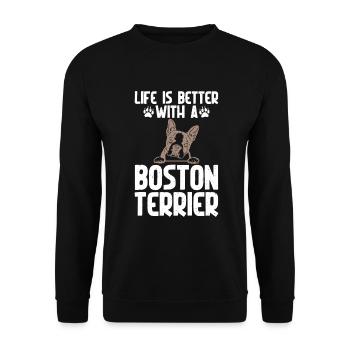Boston Terrier Gifts - Unisex Pullover - Schwarz - Vorne - Alina (178cm) & Michal (187cm)