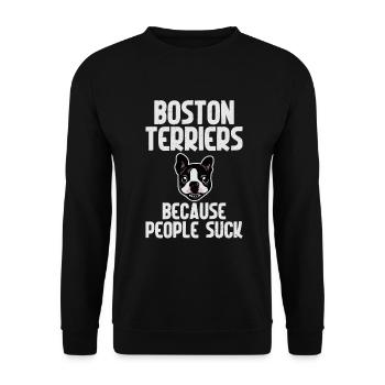 Boston Terrier Gifts - Unisex Pullover - Schwarz - Vorne - Alina (178cm) & Michal (187cm)