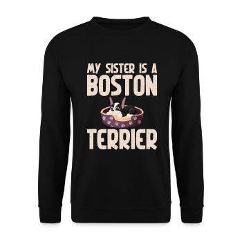 Boston Terrier Gifts - Unisex Sweatshirt - black - Front - Alina (178cm) & Michal (187cm)