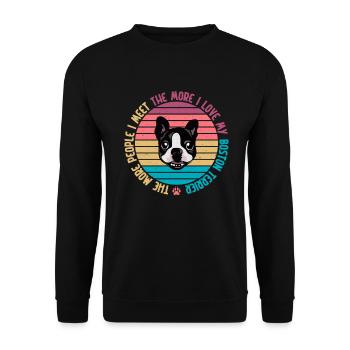 Boston Terrier Gifts - Unisex Pullover - Schwarz - Vorne - Alina (178cm) & Michal (187cm)