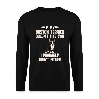 Boston Terrier Gifts - Unisex Pullover - Schwarz - Vorne - Alina (178cm) & Michal (187cm)