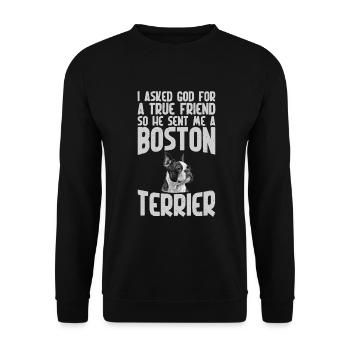 Boston Terrier Gifts - Unisex Pullover - Schwarz - Vorne - Alina (178cm) & Michal (187cm)