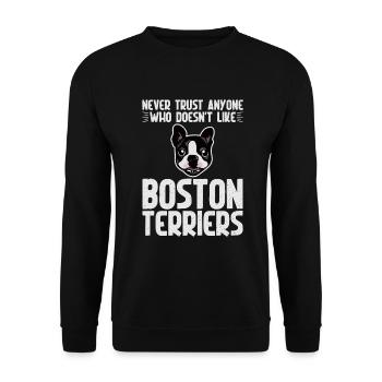Boston Terrier Gifts - Unisex Pullover - Schwarz - Vorne - Alina (178cm) & Michal (187cm)