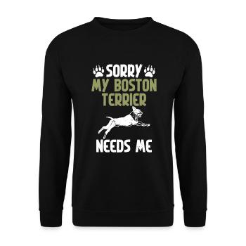 Boston Terrier Gifts - Unisex Pullover - Schwarz - Vorne - Alina (178cm) & Michal (187cm)