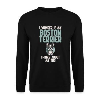 Boston Terrier Gifts - Unisex Pullover - Schwarz - Vorne - Alina (178cm) & Michal (187cm)