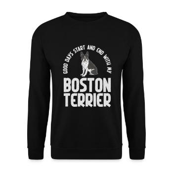 Boston Terrier Gifts - Unisex Pullover - Schwarz - Vorne - Alina (178cm) & Michal (187cm)