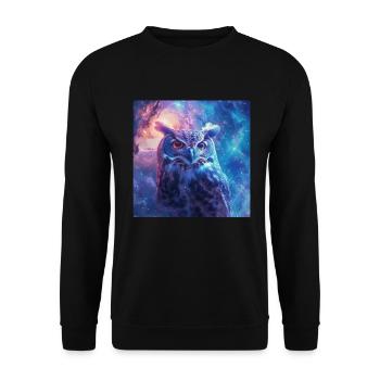 Eule - Unisex Pullover - Schwarz - Vorne - Alina (178cm) & Michal (187cm)