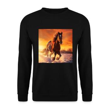 Pferd - Unisex Pullover - Schwarz - Vorne - Alina (178cm) & Michal (187cm)