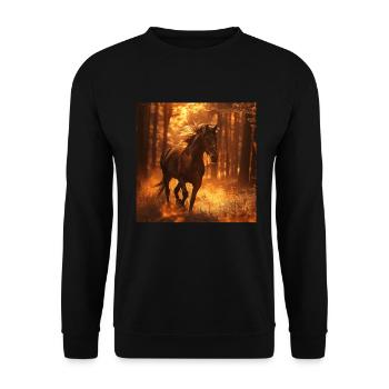 Pferd - Unisex Pullover - Schwarz - Vorne - Alina (178cm) & Michal (187cm)