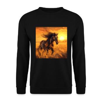 Pferd - Unisex Pullover - Schwarz - Vorne - Alina (178cm) & Michal (187cm)