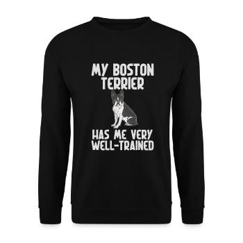 Boston Terrier Gifts - Unisex Pullover - Schwarz - Vorne - Alina (178cm) & Michal (187cm)