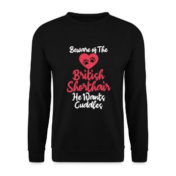 British Shorthair Gifts - Unisex Pullover - Schwarz - Vorne - Alina (178cm) & Michal (187cm)