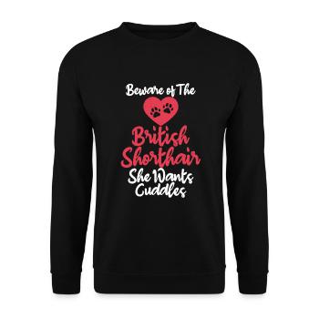 British Shorthair Gifts - Unisex Pullover - Schwarz - Vorne - Alina (178cm) & Michal (187cm)