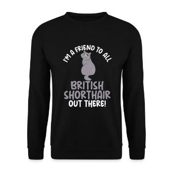 British Shorthair Gifts - Unisex Pullover - Schwarz - Vorne - Alina (178cm) & Michal (187cm)