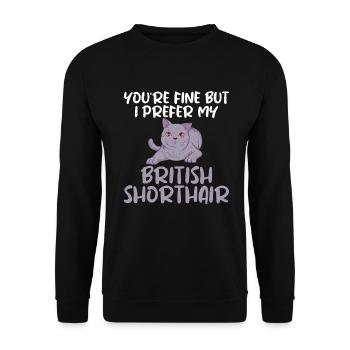 British Shorthair Gifts - Unisex Pullover - Schwarz - Vorne - Alina (178cm) & Michal (187cm)