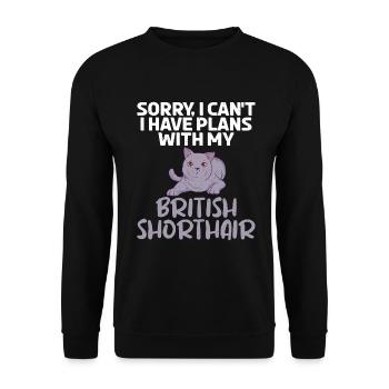 British Shorthair Gifts - Unisex Pullover - Schwarz - Vorne - Alina (178cm) & Michal (187cm)