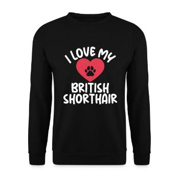 British Shorthair Gifts - Unisex Pullover - Schwarz - Vorne - Alina (178cm) & Michal (187cm)