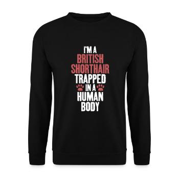 British Shorthair Gifts - Unisex Pullover - Schwarz - Vorne - Alina (178cm) & Michal (187cm)
