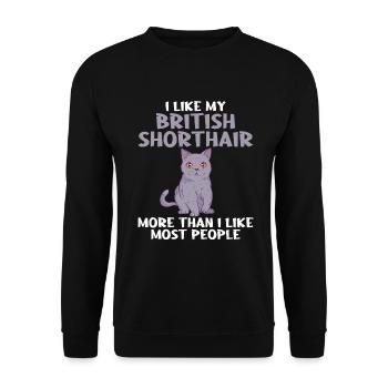 British Shorthair Gifts - Unisex Pullover - Schwarz - Vorne - Alina (178cm) & Michal (187cm)