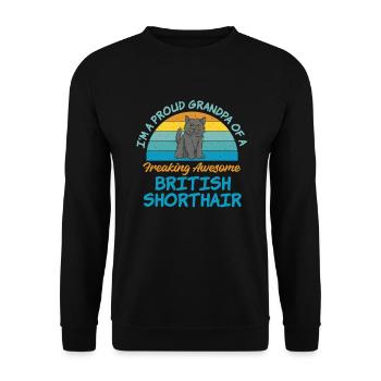 British Shorthair Gifts - Unisex Pullover - Schwarz - Vorne - Alina (178cm) & Michal (187cm)