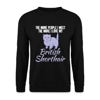 British Shorthair Gifts - Unisex Pullover - Schwarz - Vorne - Alina (178cm) & Michal (187cm)