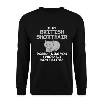 British Shorthair Gifts - Unisex Pullover - Schwarz - Vorne - Alina (178cm) & Michal (187cm)