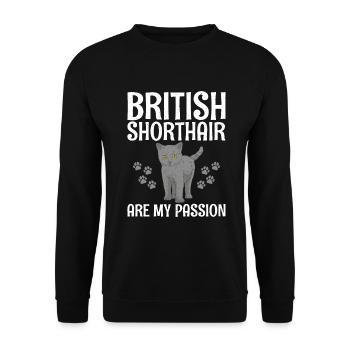 British Shorthair Gifts - Unisex Pullover - Schwarz - Vorne - Alina (178cm) & Michal (187cm)