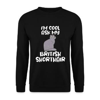 British Shorthair Gifts - Unisex Pullover - Schwarz - Vorne - Alina (178cm) & Michal (187cm)