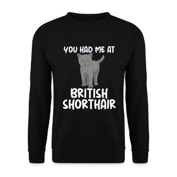 British Shorthair Gifts - Unisex Pullover - Schwarz - Vorne - Alina (178cm) & Michal (187cm)