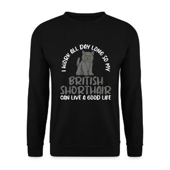 British Shorthair Gifts - Unisex Pullover - Schwarz - Vorne - Alina (178cm) & Michal (187cm)