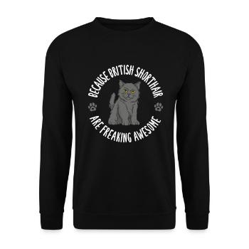 British Shorthair Gifts - Unisex Pullover - Schwarz - Vorne - Alina (178cm) & Michal (187cm)