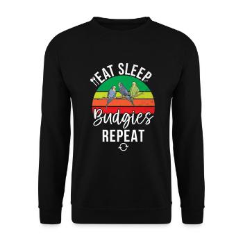 Budgie Gift - Unisex Sweatshirt - black - Front - Alina (178cm) & Michal (187cm)
