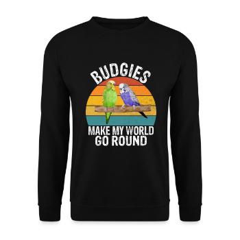 Budgie Gift - Unisex Pullover - Schwarz - Vorne - Alina (178cm) & Michal (187cm)