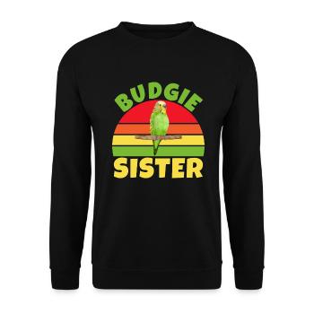 Budgie Gift - Unisex Pullover - Schwarz - Vorne - Alina (178cm) & Michal (187cm)