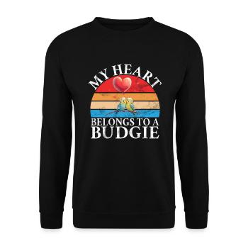Budgie Gift - Unisex Sweatshirt - black - Front - Alina (178cm) & Michal (187cm)