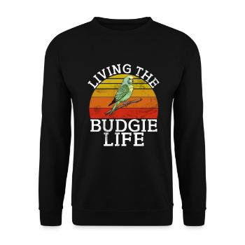 Budgie Gift - Unisex Sweatshirt - black - Front - Alina (178cm) & Michal (187cm)